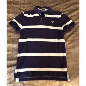 AEO Purple/White Stripe Polo Men’s Size S